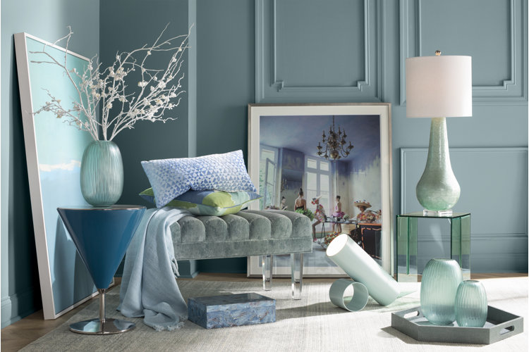 Light blue gray store living room